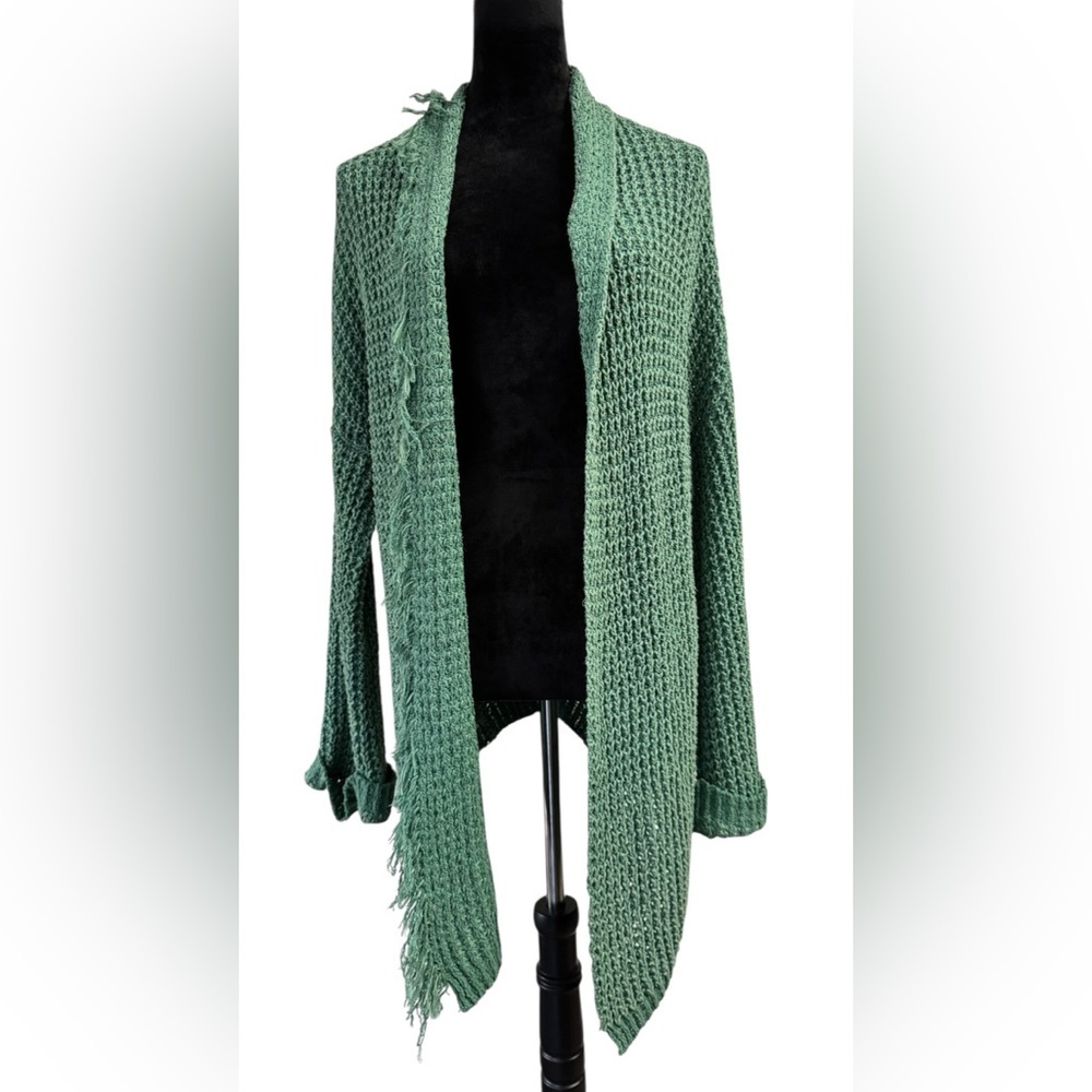 Free People I'll Be Around Silk Blend Boho Chic oversized Cardigan Size XS​ - Picture 2 of 9